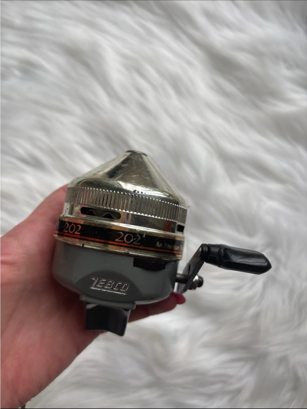 Vintage zebco 202 Spinning Reel - Gray and Chrome